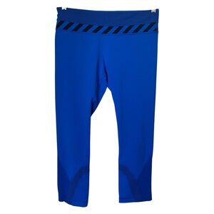 LULULEMON Run Inspire Crop Legging Royal Blue & Black Stripe Sz 8